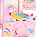 for Galaxy Tab S6 Lite Case - with Pen Holder Cute Cartoon Unicorn Silicone Cover with Rotating Stand & Strap Girly Teens Girls for Samsung Galaxy Tablet S6 Lite 10.4" Cases