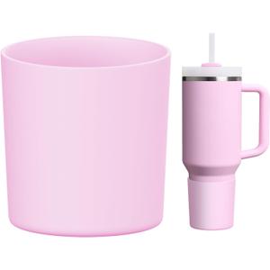 WUQID Higher Silicone Boot Compatible with Stanley Quencher H2.0 & IceFlow Flip & ProTour 40oz 30oz 20oz 14oz, Fit Same Diameter 14oz 20oz 30oz 40oz Tumbler Cups Anti-Slip Bottle Bottom Sleeve Cover (Cherry Blossom)