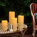 YOROXRG Set of 96 Waterproof Outdoor Flameless Candles, LED Candles with 4 Remote and Timer,(H 4" 5" 6" x D 2.2"),for Halloween Wedding Festival