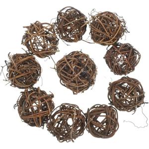10PCS Hand Knitting Decorative Vine Balls, 3.93 Inch Light Brown Wicker Rattan Orbs for Christmas Tree, Wedding, Cafe, Bar, Party Decoration
