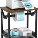 ikkle Label Holder for Rolls and Fanfold Labels, Wooden Thermal Label Holder for Desktop Label Printer, Shipping Label Stand for Thermal Printer Accessory, Ideal for Home, Office, Small Businesses (Rustic)