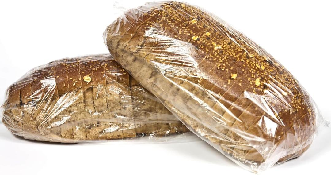 ROYALNA 100ct (8"x4"x18") Large Bread Loaf Packing Bags with Ties, Reusable, Thick Clear Gusseted Grocery Bakery Bags (Large 100ct 8x4x18)