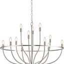 12 Light Brushed Nickel Chandelier, Large Chandeliers for High Ceilings, 36inch Metal Chrome Chandelier Light Fixture Metal Candle Chandelier with Long Chain for Dining Foyer Kitchen Bedroom