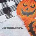 Newbridge Halloween Jack O Lantern Pumpkin Farm 60 x 102 Inch Rectangle Vinyl Tablecloth with Flannel Backing, Black and White Check Pumpkin Design, Easy Care Wipe Clean Table Cover