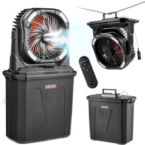 VEVOR Misting Fan, More than 2700RPM Motor Mister Fan, Mister Cooling Fans with 2.38 gal Water Tank, 10000mAh Battery, 4-Speed Wind & 5 Lighting Modes, Water Cooling Fans for Indoor, Outdoor, Patio