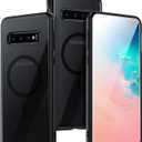 for Samsung Galaxy S10 Plus Magnetic Case - [Compatible with Magsafe Accessory][Military Drop Protection] Soft TPU Bumper + Translucent Matte Back Cover for S10 Plus, Matte Black