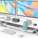 Fenge Dual Monitor Stand Riser, Wooden Desk Shelf with 2-Tier Storage
42.5-Inch Wide, Sturdy Aluminum Legs, Built-In Phone & Tablet Slot, Desktop Organizer for Office Accessories