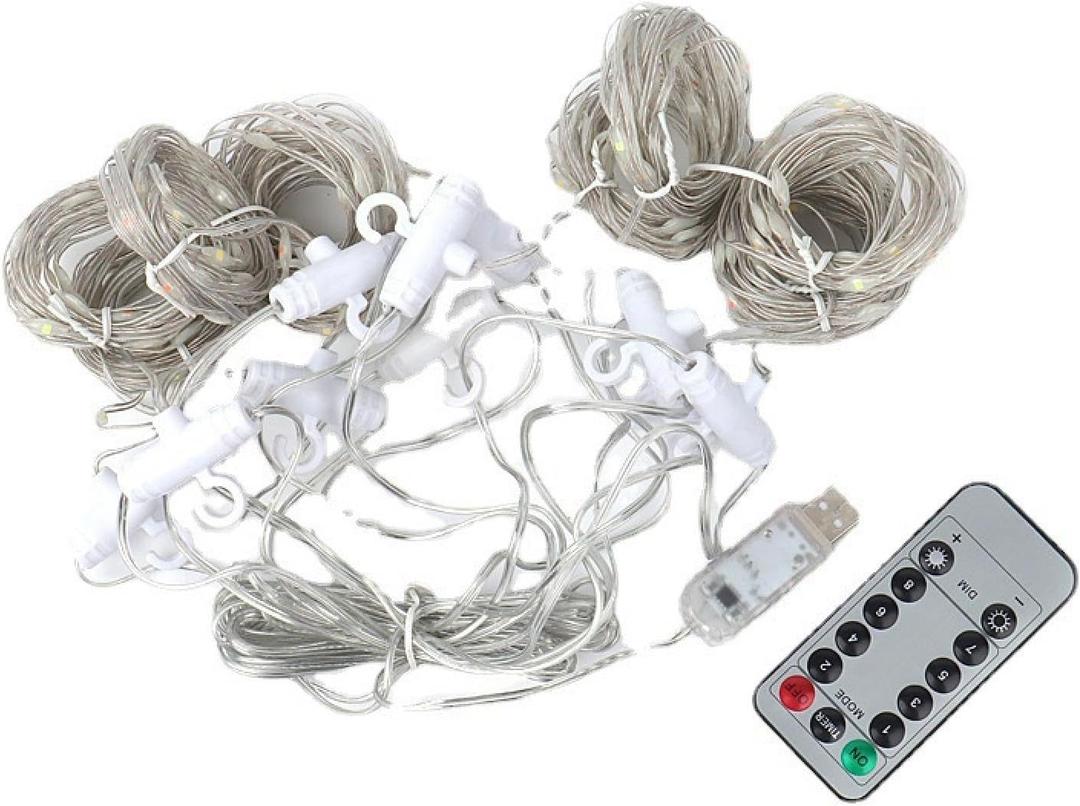 USB-Powered LED Copper Wire String Lights, 8 Modes with Hooks, Waterproof for Indoor and Outdoor Decoration