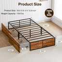 GAZHOME Twin XL Bed Frame with 2 XL Storage Drawers, Metal Platform Bed Frame with Footboard, 9 Strong Metal Slat Support/No Box Spring Needed/Easy Assembly/Space Saving Wood