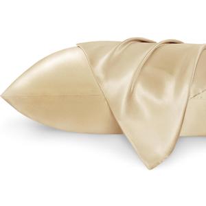 Bedsure King Size Satin Pillowcase Set of 2 - Champagne Gold Silky Pillow Cases for Hair and Skin with Envelope Closure, Similar to Silk Pillow Cases, Gifts for Women Men, 20x36 Inches (King (20" x 36"), 14 - Champagne)