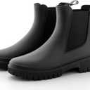 Women's Short Rain Boots Waterproof Chelsea Rain Boots For Ladies (10, Black)