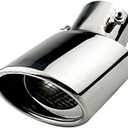 Car Polished Stainless Steel Exhaust Tail Exterior Rear Tail Car Exhaust Pipe Flue Muffler Tip Pipe, 63mm/2.5 inch Inlet Tailpipe Auto Universal Accessories with Mesh (Curved,Silver)