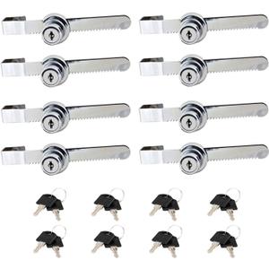 Sissinda Sliding Glass Door Ratchet Lock Display Case Lock with Chrome Finish, Security, Keyed Alike Showcase Display (8 PC)