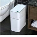 MOPALL Small Bathroom Trash Cans with Lids,Motion Sensor Bathroom Trash Can,Narrow Waterproof Plastic 3.5 Gallon Automatic Adsorption Touchless Garbage Can,White