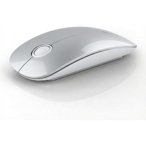 RAPIQUE R306 Wireless Mouse, Bluetooth 5.1 & 2.4GHz Dual Mode Silent Mouse, Silver Gloss Top with White Matte Base, Slim Portable Mouse for Laptop, MacBook,Tablet, Chromebook (Silvery)