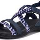 UBFEN Womens Hiking Sandal Sport Sandal Outdoor Comfortable with Adjustable Straps (8, Blue)