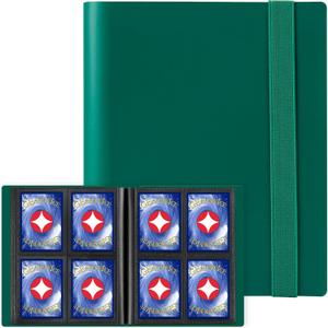 GEAoffice Card Binder 4 Pocket Trading Card Collection Album Folder - 160 Side Loading Pocket Binder for TCG, MTG, Sports&Game Cards - Gifts for Card Collector (Green)