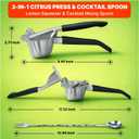 Butnix Lemon Squeezer, Stainless Steel 304 Hand Juicer, 3-in-1 Citrus Squeezer for Lemon Lime Orange, Manual Citrus Juicer with Cocktail Mixing Spoon, Non-Slip Grip, Life Time Warranty