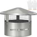 14 Inch Round Chimney Cap(no Assembly Required), 14 Inch Tapered Top Chimney Cap with Fastening Device with Screen, Stainless Steel