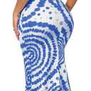 EDITCOZY Women Sexy Bodycon Maxi Dress Tie Dye Beach Summer Dresses Halter Backless Vacation Long Sundress (Large, Blue)
