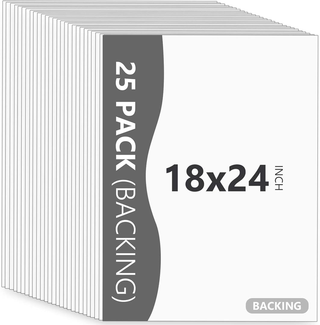 25 Pack Backing Boards Only - 18x24 Uncut White Mats Matboards, Acid Free & White Core Backerboards, Ideal for Photos/Pictures/Prints/Frames/Arts