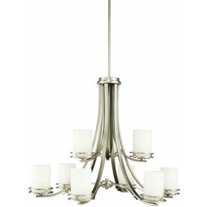 Kichler Hendrik 25.75" 9 Light Chandelier with Satin Etched Cased Opal Glass Brushed Nickel