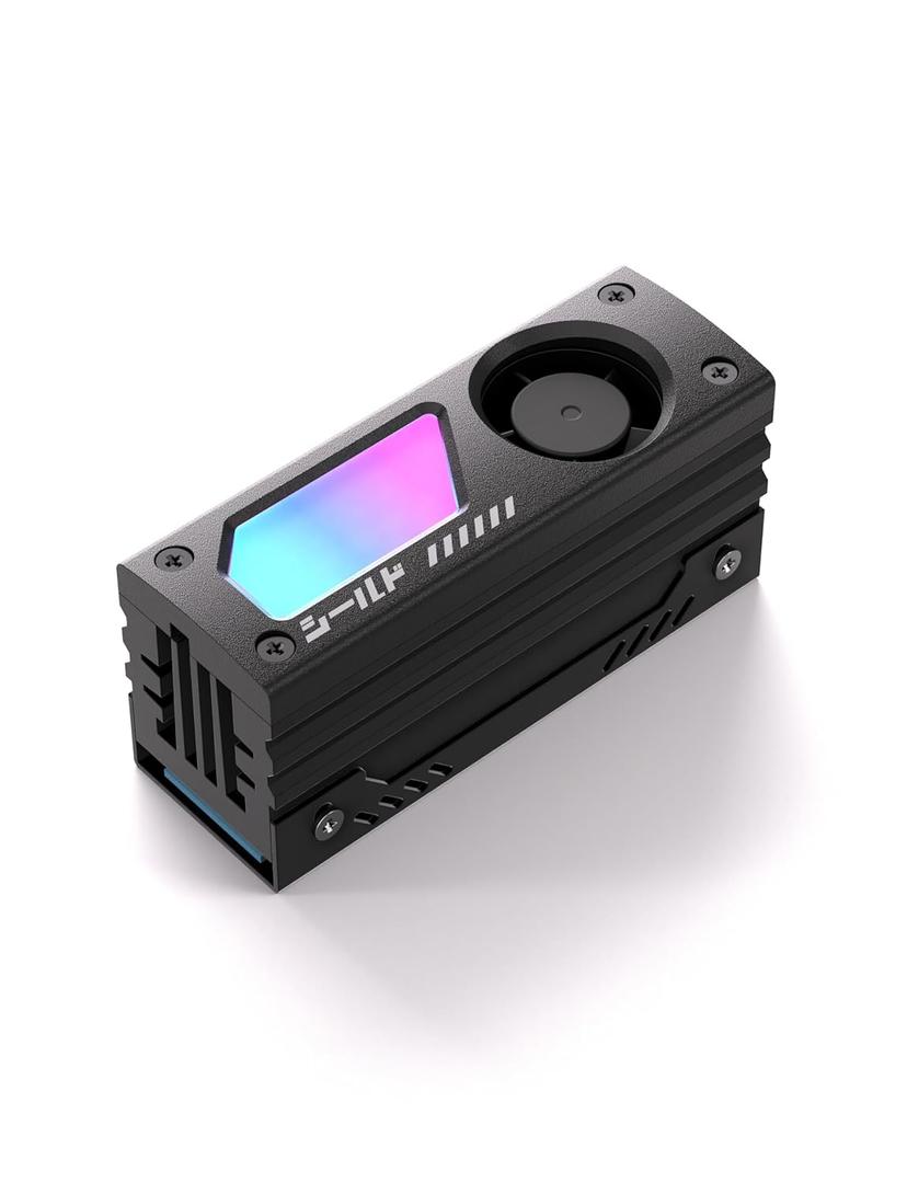 EZDIY-FAB Shield ARGB M.2 SSD Heatsink with Build-in 20mm PWM Fan, Premium Aluminum Design,5V 3-Pin ARGB Sync, High-Performance SSD Cooler for M.2 2280-Black-1 Pack