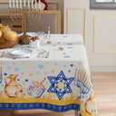 XCHI Six-Pointed Star Dreidel Gelts Hanukkah Chanukah Menorah Tablecloth Square Table Cloth Washable Table Covers for Indoor Dining Home Party Decorations 60x60 Inch