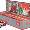 2 x HOLDN' STORAGE Premium Wrapping Paper Storage Container - Durable 600D Tear-Proof, Fits 27 Rolls Gift Wrap, Extra Pockets for Ribbons & Bows, Underbed Storage - Ideal for Holiday Christmas, Grey/Red Trim