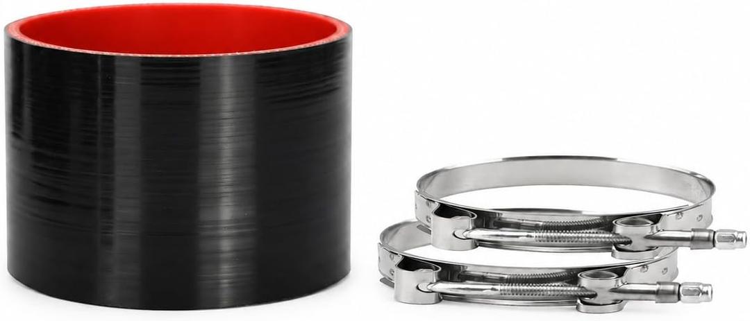 Straight ID: 4.0" (101.6mm) Silicone Hose Coupler High Temperature 4-ply with T-Bolt Clamp