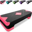 Adjustable Workout Aerobic Stepper, Aerobic Exercise Step Platform with 2 Risers, Exercise Step Deck for Fitness, 26.5" Trainer Stepper with Non-Slip Surface Home Gym & Extra Risers Options (Pink&Black)