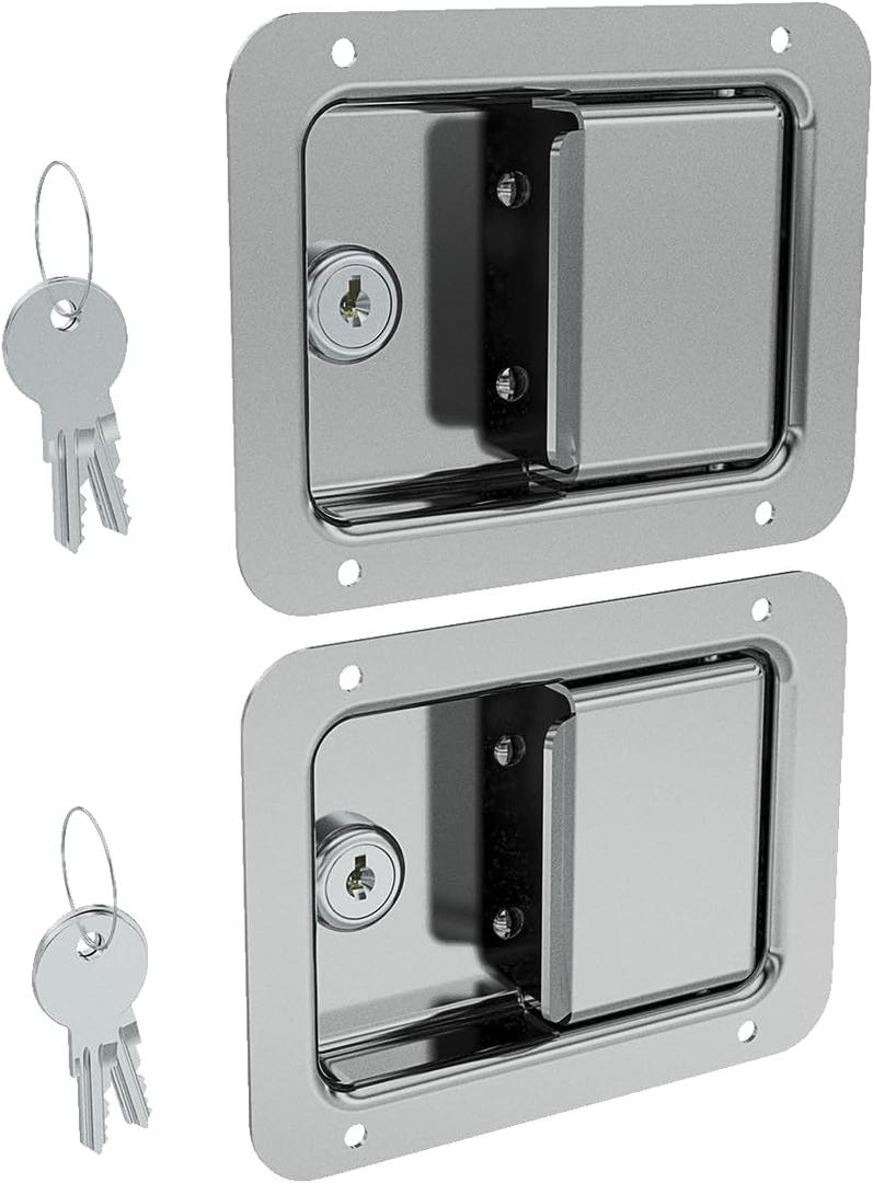 TCH Hardware 2-Pack Stainless Steel Paddle Slam Latch with Lock & Key - Flush Single Point Handle for Door Trailer RV Jeep