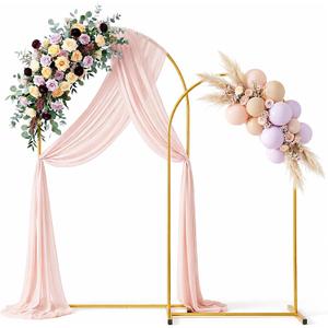 AURALIS Metal Arch Backdrop Stand Set of 2 (7.2FT+6FT), Gold Wedding Arch Frame for Indoor & Outdoor Use, Balloon Arch Stand for Birthday, Parties, Baby Shower & Events, Easy Setup & Reusable Stand