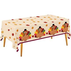 Gatherfun Turkey Thanksgiving Decorations, Disposable Tablecloth, Plastic Table Cover for Autumn Party Decorations and Thanksgiving Party Decorations, 3 Pack, 54”x108”