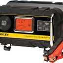 STANLEY BC15BS Fully Automatic 15 Amp 12V Bench Battery Charger/Maintainer with 40A Engine Start, Alternator Check, Cable Clamps (Red)
