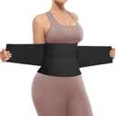 SHAPELLX Waist Trainer for Women Waist Cincher Corset Shapewear Body Shaper Tummy Control Stomach Belt Postpartum Band (Large, Black-5 Steel Bones-3 Velcro Bands)