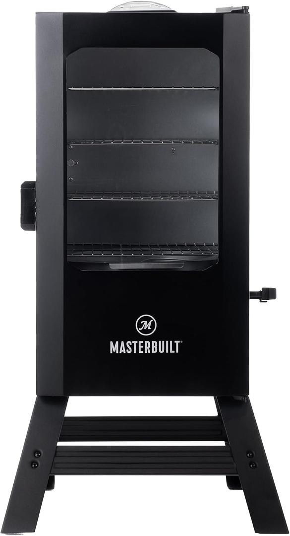 Masterbuilt 30-inch Digital Electric Vertical BBQ Smoker with Leg Kit, Side Wood Chip Loader and 710 Cooking Square Inches in Black, Model MB20070421