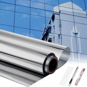 36 Inchx26 ft One Way Window Film Privacy Daytime Reflective Mirror Window Tint Sun Blocking Thermal Insulated Film Heat Control Static Cling Tint Anti UV Home Office (Black Silver)