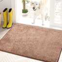 PURRUGS Dirt Trapping Door Mat 24" x 35.5", Non-Slip Machine Washable Entryway Rug, Dog Doormat, Indoor Front Door Mat, Super Absorbent Entry Rug for Muddy Shoes & Paws, Brown-Light Cream