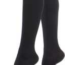 VIM & VIGR 20-30 mmHg Merino Wool Compression Socks for Women & Men (4, Black Solid), S/M