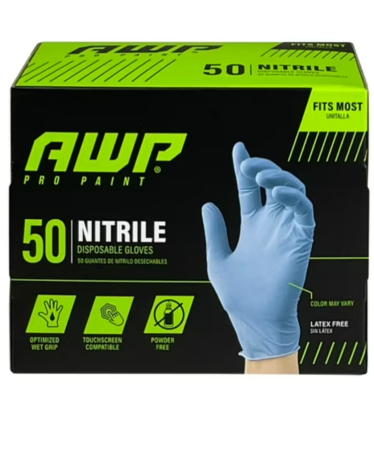 AWP Pro Latex-Free Glove Unisex Disposable Nitrile Gloves, Blue, 50 Count