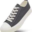 ZGR Womens White Canvas Sneakers,Classic Black Canvas Shoes,Casual Fashion Sneakers(Dark Grey.US5.5)