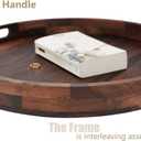 18 Inches Extra Large Round Black Walnut Wood Ottoman Tray with Handles, Serve Tea, Coffee or Breakfast in Bed, Classic Circular Wooden Decorative Serving Tray