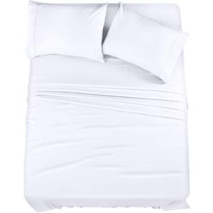 Utopia Bedding Full Sheet Set  4 Piece Bed Sheets for Full Size Bed, Soft and Breathable Microfiber, Includes 1 Fitted Sheet, 1 Flat Sheet and 2 Pillowcases (White)