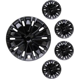 Hubcap Wheel Cover Replacement R15 Hub Caps Universal-Fit Steel Wheel Rim Cover ABS Material Exterior Accessories for Car Truck SUV -Set of 4, 15-inch, Black