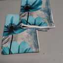 Teal Grey Poppy Flower Kitchen Dish Towels Set of 2, Turquoise Floral Drying Hand Towel Baking Cooking Cloth, Spring Summer Bathroom Home Decoration 18 x 26 Inches