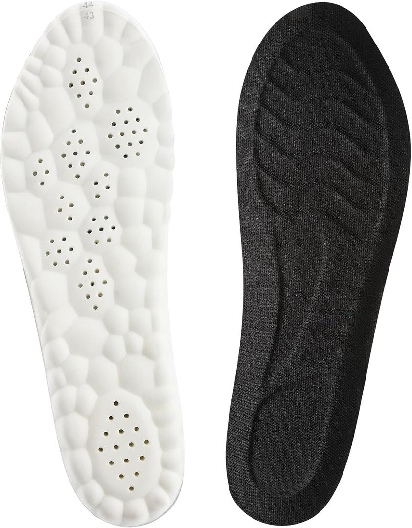 Memory Foam Insoles for Men and Women, Thick Comfort Insoles with Arch Replacement Massage Insole for Trainers, Sneakers, Soprts Shoes, Work Boots, Black(M: US 8.5/9 W: US 10/10.5)