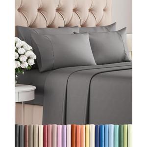 King 6 Piece Sheet Set - Cooling and Breathable Bed Sheets - Hotel Luxury Bed Sheets for Women, Men, Kids & Teens - Bedding with Deep Pockets & Easy Fit - Soft and Wrinkle Free - King Dark Grey Sheets