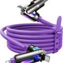 LISEN 240W Chubby USB C to USB C, 4 in 1 Charging Cable (6.6FT) with Light, USB A/C to C/L Multi Charging Cable for iPhone 16 15 14 Pro Max/MacBook/iPad Pro/SamSungS24,Purple