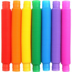 FINGOOO 7 Pieces Jumbo Pop Toobs Fidget Toys,Pop Tubes Sensory Toys for Kids Adults DIY Decompression ADHD Autism
